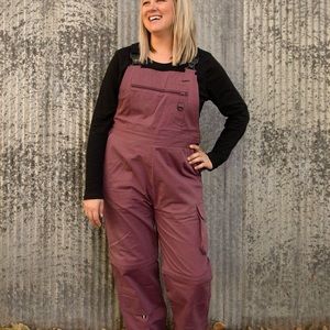 Rosie’s Classic Overall in Eggplant. Size Medium